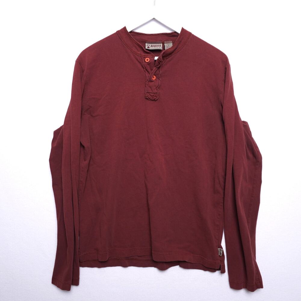Alpine Design Maroon Long Sleeve 100% Cotton‎ Henley Shirt Size M